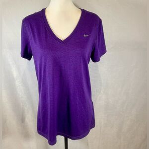 Nike deep purple dri-fit vneck active top size large